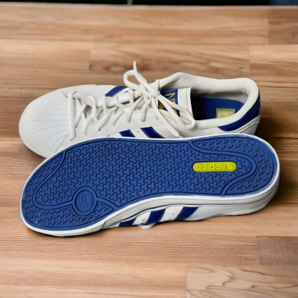Men's Adidas NEO White & Blue Striped Sneakers - Picture 6 of 8